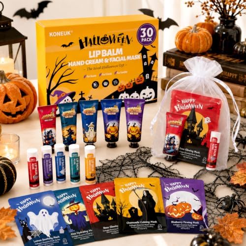 30 Pack Halloween Face Mask, Lip Balm & Hand Cream, Halloween Party Favors - Image 7
