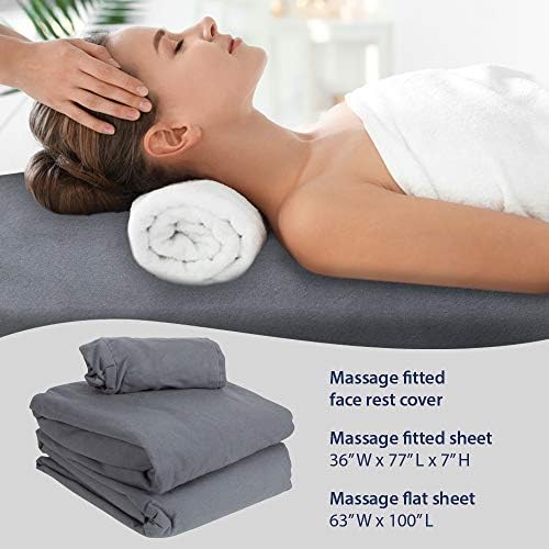 ForPro Premium Flannel 3-Piece Massage Sheet Set, Cool Grey - Image 5