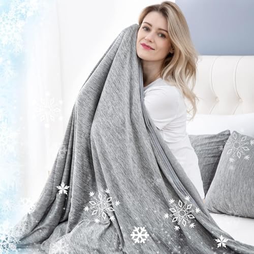 CHOSHOME Cooling Blanket for Hot Sleepers Lightweight Summer Cold Thin Blankets for Sleeping, Hot Flashes Night Sweats, Soft Blanket for Bed, Twin Size, Grey by CHOSHOME