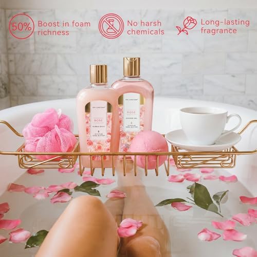 spa luxetique Gift Set For Women, Bath Sets for Women Gift, 8 Pcs Rose Spa Basket Includes Bubble Bath, Shower Gel, Body Lotion, Mom Birthday Gifts, Mother‘s Day Gifts for Her - Image 3