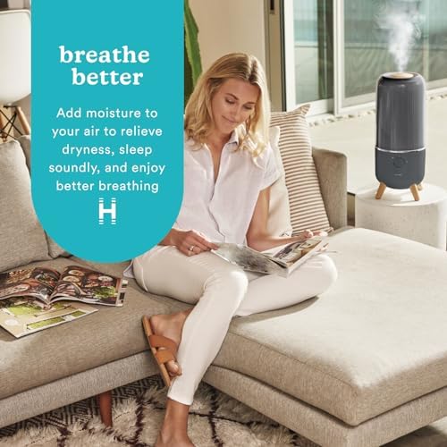 Homedics Ultrasonic Humidifier, Bedrooms and Home Offices, 0.97-Gallon Tank - Image 2