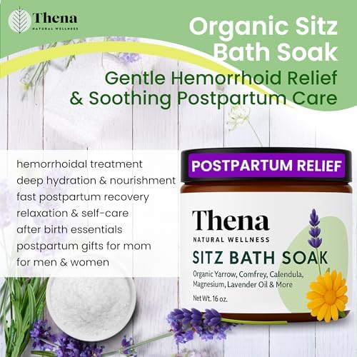 Best Organic Sitz Bath Soak Postpartum Care and Post Partum Essentials, Natural Hemorrhoid Treatment for Women & Moms with Epsom Dead Sea Salt Witch Hazel, Sitz Bath for Toilet, Thena - Image 5