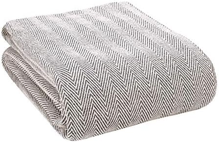 Glamburg 100% Soft and Breathable Cotton Thermal Blanket Twin Charcoal - Perfect for Layering Any Bed for All Season by GLAMBURG