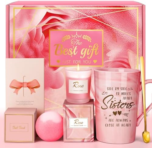 Sister Christmas Gifts: Eletorot Unique Pink Spa Relaxation Baskets Set, Mothers Day, Holiday, Birthday, Valentines Day Presents for Her from Sisters by Eletorot