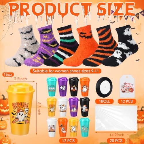 Glitopper 12 Sets/ 49 Pcs Halloween Bulk Gifts for Women, Cups and Socks - Image 2