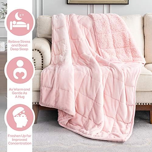 Cottonblue Sherpa Fleece Weighted Blanket for Adults 12lbs Twin Size Soft - Image 2