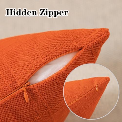 Kevin Textile Outdoor Waterproof 12”x20” Pillow Covers 2 Pack, Orange - Image 3
