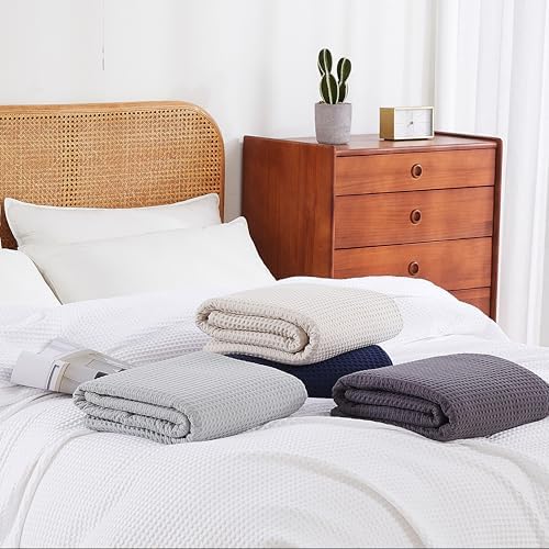 100% Egyptian Cotton Waffle Weave Throw Blanket for Bed Couch Sofa Home Decor, Soft Lightweight Bed & Couch Blanket for All Seasons (Dark Grey - Throw Size - 50 * 60") - Image 7