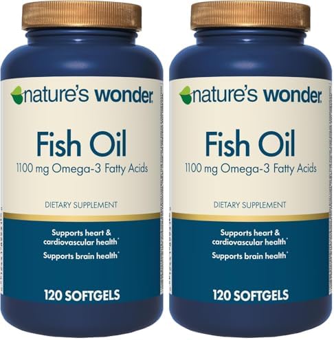 Nature's Wonder Fish Oil 1100mg Omega-3 Fish Oil Supplements for Women and Men, EPA & DHA for Healthy Joints, Heart, Immune System, 120 Day Supply of Softgels (Pack of 2) by NaturesWonder
