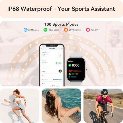 Gydom Smart Watches for Women Men [Alexa Built-in, 1.8"] Smartwatch with Heart Rate/SpO2/Sleep/Stress, 101+ Sports Modes, IP68 Waterproof, Pedometer Fitness Tracker for iOS Android Phones, White - Image 4