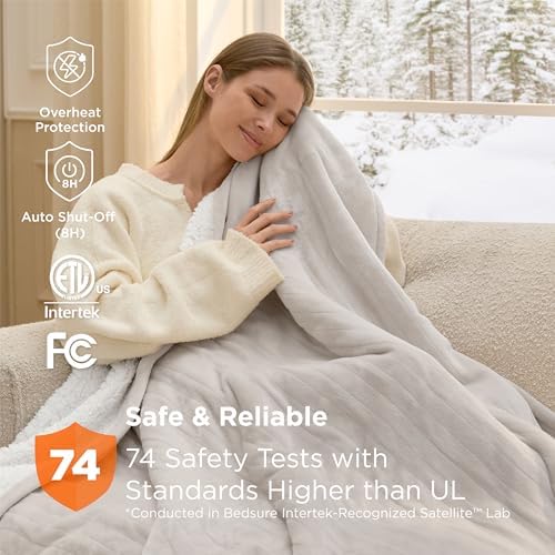 Bedsure Heated Blanket Full Size, Soft Electric Blanket with Preheat, Cream - Image 6