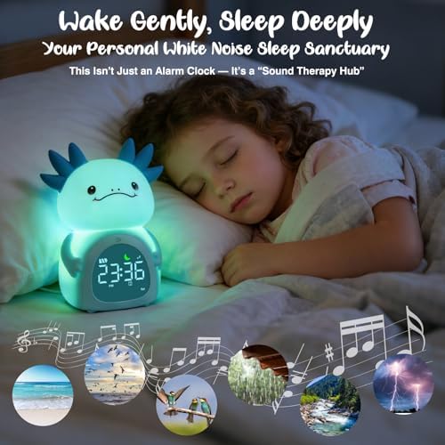 Axolotl Alarm Clock for Kids, Rechargeable Ok to Wake Clock with Night Light - BPA-Free Silicone Sleep Training Clock, Cute Toddler Wake Up Clock for Boys Girls Bedroom - Image 5