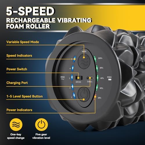 Vibrating Foam Roller, 5-Speed Electric Roller, Rechargeable - Image 5