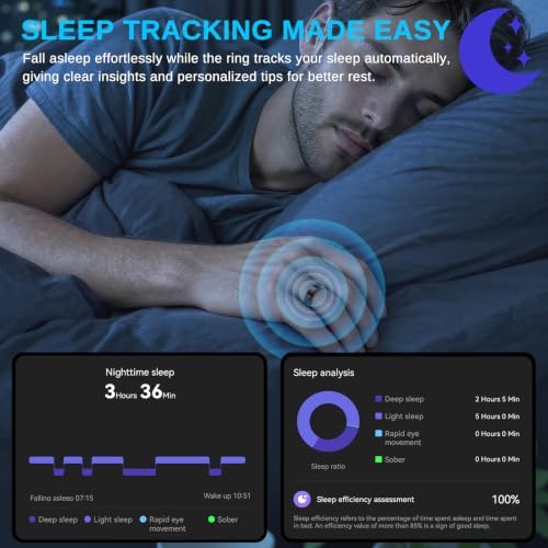 Smart Ring for Men & Women, Fitness and Health Tracker Ring(Black 7) - Image 3