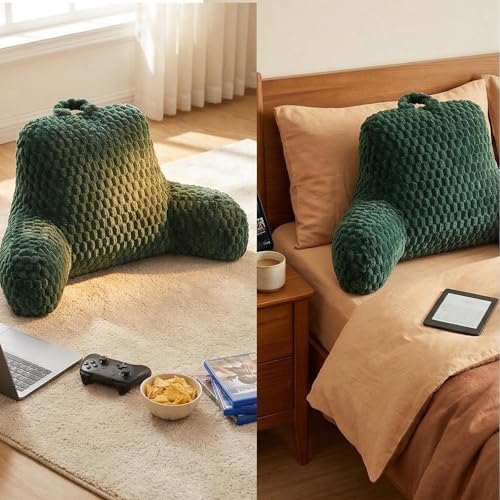 Reading Pillow for Bed, Adults Back Pillow for Sitting up, Husband Pillow for College Dorm, Back Support Cushion with arms for sit up on Couch, Sofa, and Floor, Green - Image 5