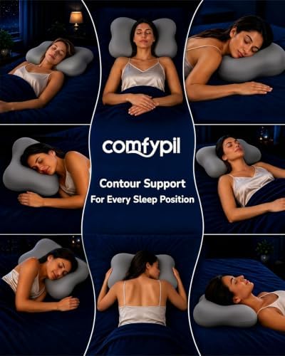Cervical Neck Pillow for Sleeping, Memory Foam Pillows, Grey - Image 6