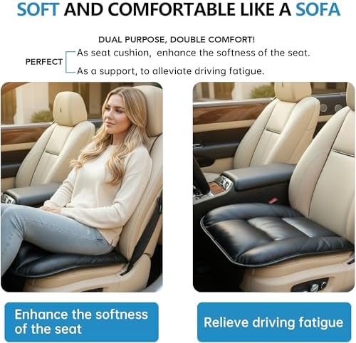CORRIDOR Genuine Leather Seat Cushion for Car - Handmade - Relieve Hip, Pressure and Sciatica Pain - Ideal for Lower Back Pain - for Office Chair and Car Seat (Premium Black, Cushion) - Image 3
