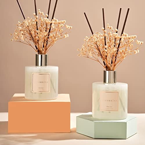 Cocorrína Reed Diffuser Set, 6.7 fl.oz Clean Linen 2 Packs Scented Diffuser with Sticks Home Fragrance Reed Diffuser for Bathroom Shelf Decor - Image 2