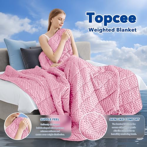 Topcee Weighted Blanket King Size (20lbs 80"x87"), Minky Dots Heavy Blanket for Woman, Man Sleeping, Soft, Cozy and Cooling Weighted Throw Blankets, Machine Washable, Pink - Image 2