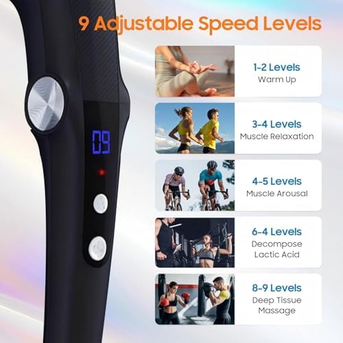 Massage Gun with 10 Replacement Heads, Massage Gun with Heat, Back Massager for Pain Relief Deep Tissue, Massager for Shoulder & Back Muscle Recovery, (Black) - Image 5