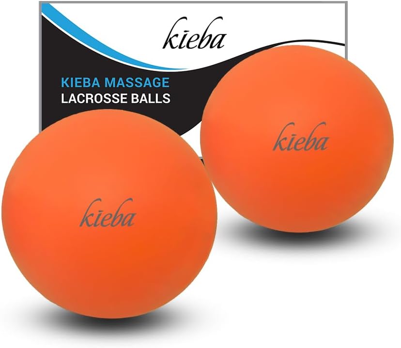 Kieba Massage Lacrosse Balls for Myofascial Release, Trigger Point Therapy, Muscle Knots, and Yoga Therapy. Set of 2 Firm Balls (2 Orange) by Kieba