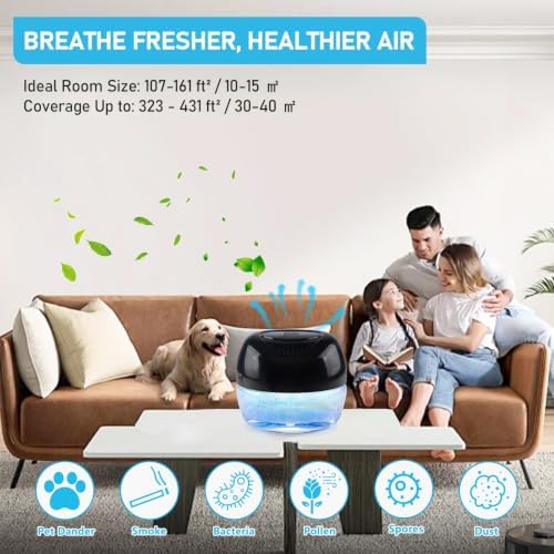 Purifier Air Washer, Air Fresher Aroma Diffuser for Home, Office, Air Purifier with Night Light (Black) - Image 6