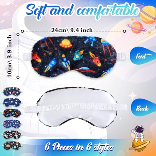 Cuffbow 6 Pack Fuzzy Sleep Masks Plush Eye Mask,Astronaut,Blue - Image 2
