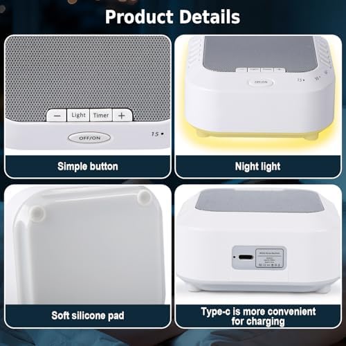 Noise Sound Machine with 28 Soothing Sounds Night Light White Noise Machine for Adults Baby Kids Sleep Machines Multi Button Quick Control Levels 3 Timers for Home Office Travel - Image 5