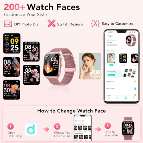 Smart Watch for Women, Answer/Make Call/AI Voice,1.85" HD Smartwatch for iPhone/Samsung/Android, 120+ Sport Modes Fitness Tracker with Heart Rate/Sleep Monitor,IP68 Waterproof (2 Bands) - Image 3