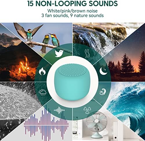 Babelio White Noise Sound Machine for Adults Kids Baby, Mini, 15 Non-looping Sounds, Timer, Memory Function, Easy to Pocket and Travel Cyan - Image 3