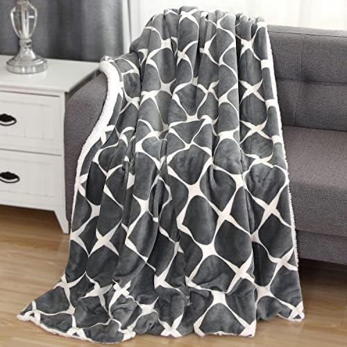 Elegant Comfort Luxury Ultra-Plush Velvet Touch Fleece Throw Soft, Warm, Cozy| Micromink Sherpa-Backing Reversible Blanket for Bed, Sofa and Couch, (50 x 60), Bloomingdale Grey - Image 2