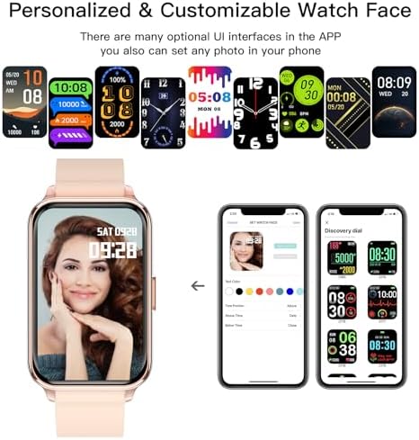 Smart Watch Fitness Tracker Make/Answer calls for Women Men with Heart Rate Blood Oxygen Sleep Monitor Sports Modes Step Calorie Counter IP68 Waterproof for Android Phones iPhone (Rectangle, Pink) - Image 4