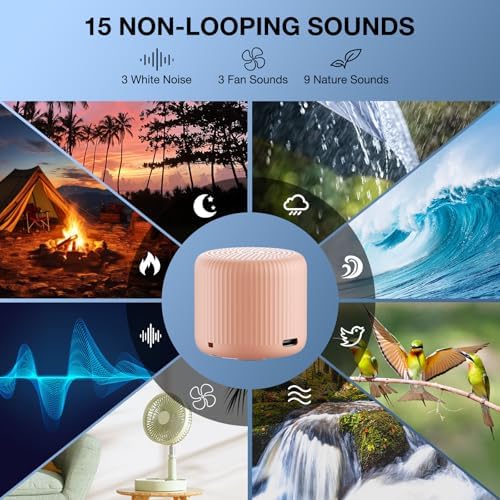 White Noise Machine Baby Portable Sound Machine,LEICEX Travel Sound Machine,15 Non-Looping Sound Timer and Memory Play, Mini White Noise Machine for Sleeping Office Travel （Peach） - Image 3