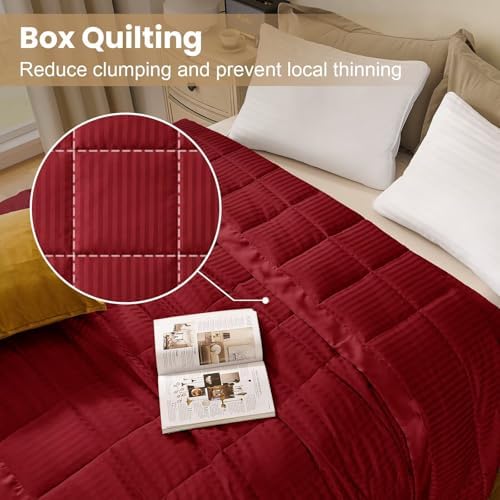 downluxe Queen Size Blanket with Satin Trim, Lightweight Down Alternative Blankets Queen Size for All Season, Machine Washable (Red, 90x90 Inch) - Image 2