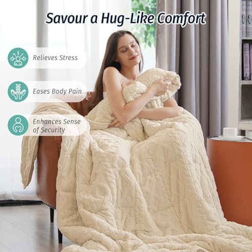 Wemore Adults Weighted Blanket for Sleep Twin Size 15 lbs 48" x 72" Khaki - Image 4