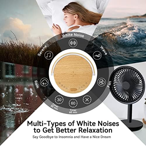 Bedside Table LED Night Light with Wireless Charger and Bluetooth Speaker, Desk Lamp As Sleep Aid White Noise Machine and Phone Holder, Great Birthday Gifts for Girlfriend, Women（Music Upgrade） - Image 5
