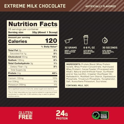 Optimum Nutrition Gold Standard Whey Protein, Extreme Milk Chocolate, 2 LB - Image 3