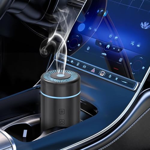 SEEDSEEL 100ML Car Diffuser, USB Rechargeable Battery Operated,Powered Cordless Essential Oil Diffuser, 7 LED Color Lights 2 Timer Modes for Car Outdoor Home (Black) by SEEDSEEL