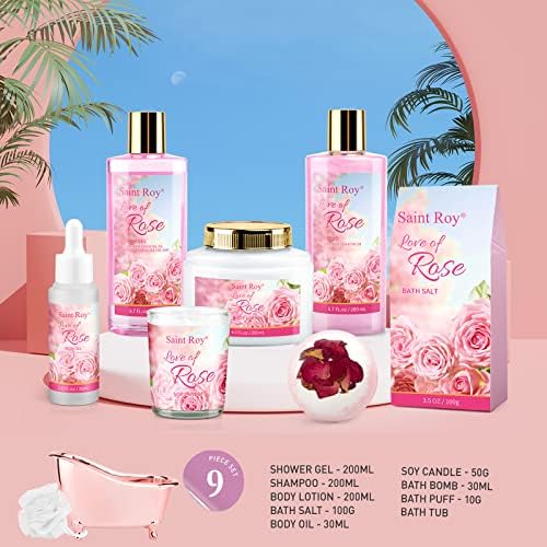 Spa Gifts for Women Rose Spa Gifts Bath and Body Gift Basket Set Care Kit - Image 4