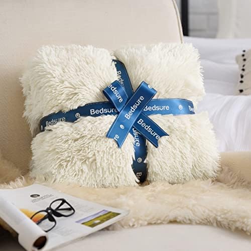 Bedsure Faux Fur Fluffy Sherpa Fleece King Bed Blanket Cream 108"x90" - Image 6