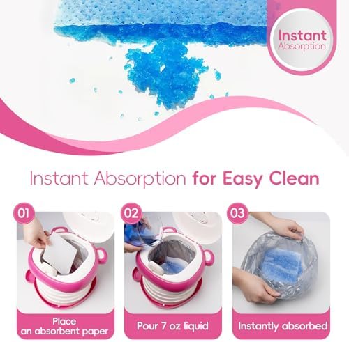 Travel Potty Seat for Toddler，Foldable Car Potty for Toddler, Portable Toilet Seat for Kids with Potty Liners, Absorbent Pads, Portable Potty Seat for Toddler Travel, Camping and Outdoor Use - Image 4