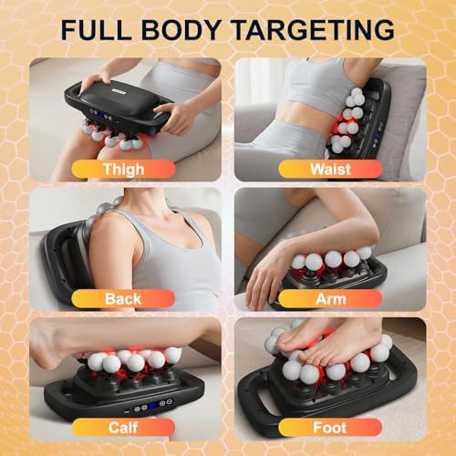 Mekanic 20-Head Massage Gun Deep Tissue with Soothing Warmth, 3 Modes & 30 Intensities, Quiet Multi-Head Back Massager for Pain Relief, Electric Percussion Muscle Massager for Body, Neck,and Legs - Image 7