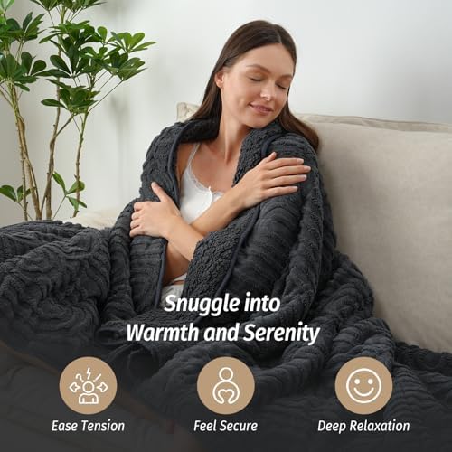 Wemore Soft Weighted Blanket for Adults 60" x 80" 15 lbs Queen Dark Grey - Image 5