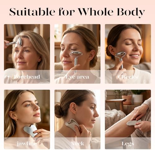 BAIMEI IcyMe Stainless Steel Gua Sha Tool & Face Roller Set - Image 7