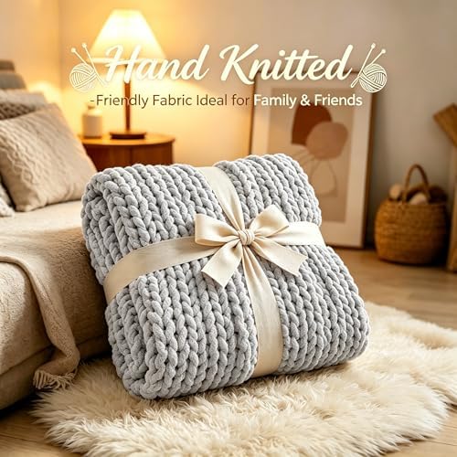Chunky Knit Blanket Throw for Couch, 51"x63" Chunky Yarn Knitted Blankets - Image 5
