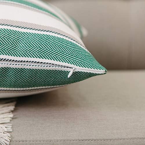 2 Pack Multicolor Stripe Pillow Case Soft Faux Linen Square Decorative Throw Cushion Cover Pillowcase with Hidden Zipper for Sofa Car Couch Living Room 18" x 18 " - Image 5