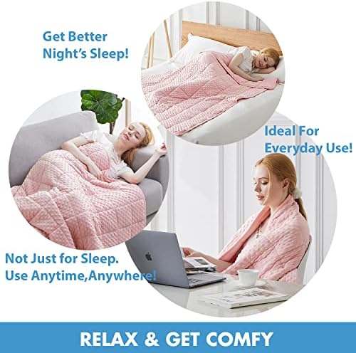 Huloo Sleep Weighted Blanket Queen 20lbs for Adult(60"×80",Pink) Breathable Soft Minky Weighted Throw Blanket for All Season,Heavy Blanket with Premium Glass Beads - Image 5