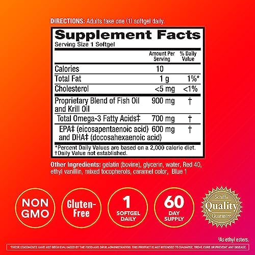 Megared Omega-3 Fish & Krill Oil Supplement 900mg - MegaRed Advanced 4in1, 60 softgels, 2x More Omega-3, Heart, Joint, Brain and Eye Supplement, Red, 60 Count - Image 3