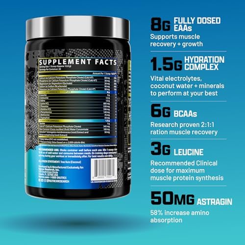 Nutrex Research EAA Hydration | EAAs + BCAA Powder | Muscle Recovery, Strength, Muscle Building, Endurance | 8G Essential Amino Acids + Electrolytes | Blueberry Lemonade 30 Servings - Image 2