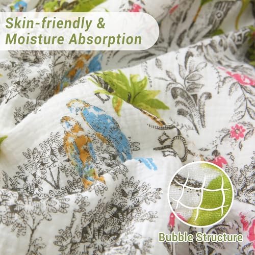 Viviland Cotton Blanket Muslin Blankets for Adult Reversible Flannel, Gifts for Women, Cozy and Soft for All Seasons, Home Decor Throw for Sofa, Chair, Tiger Yanina, 50x70 inches - Image 3